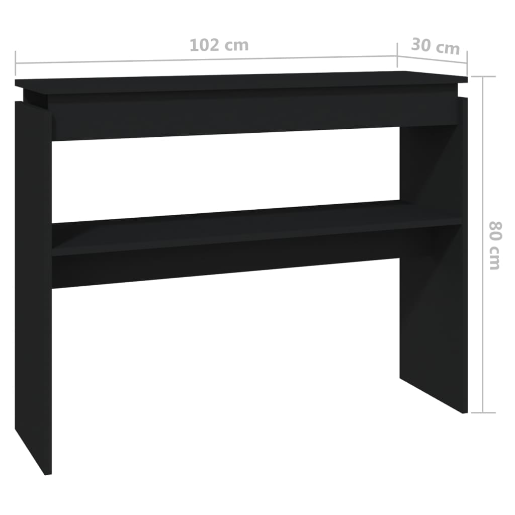vidaXL konsoles galdiņš, melns, 102x30x80 cm, skaidu plāksne