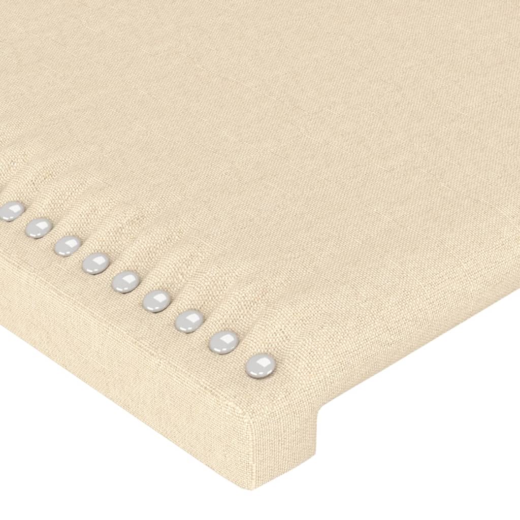 vidaXL gultas galvgalis ar LED, 144x5x118/128 cm, krēmkrāsas audums