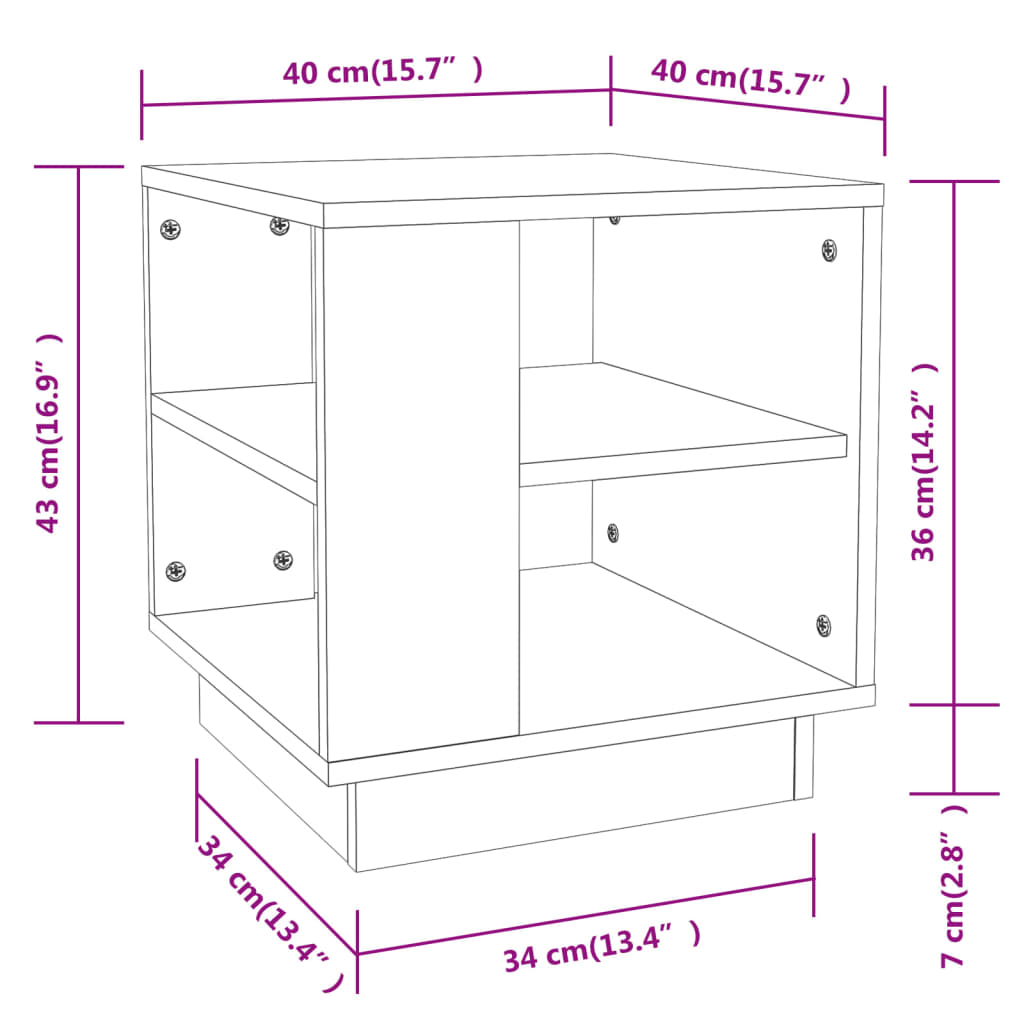 vidaXL kafijas galdiņš, balts, 40x40x43 cm, inženierijas koks