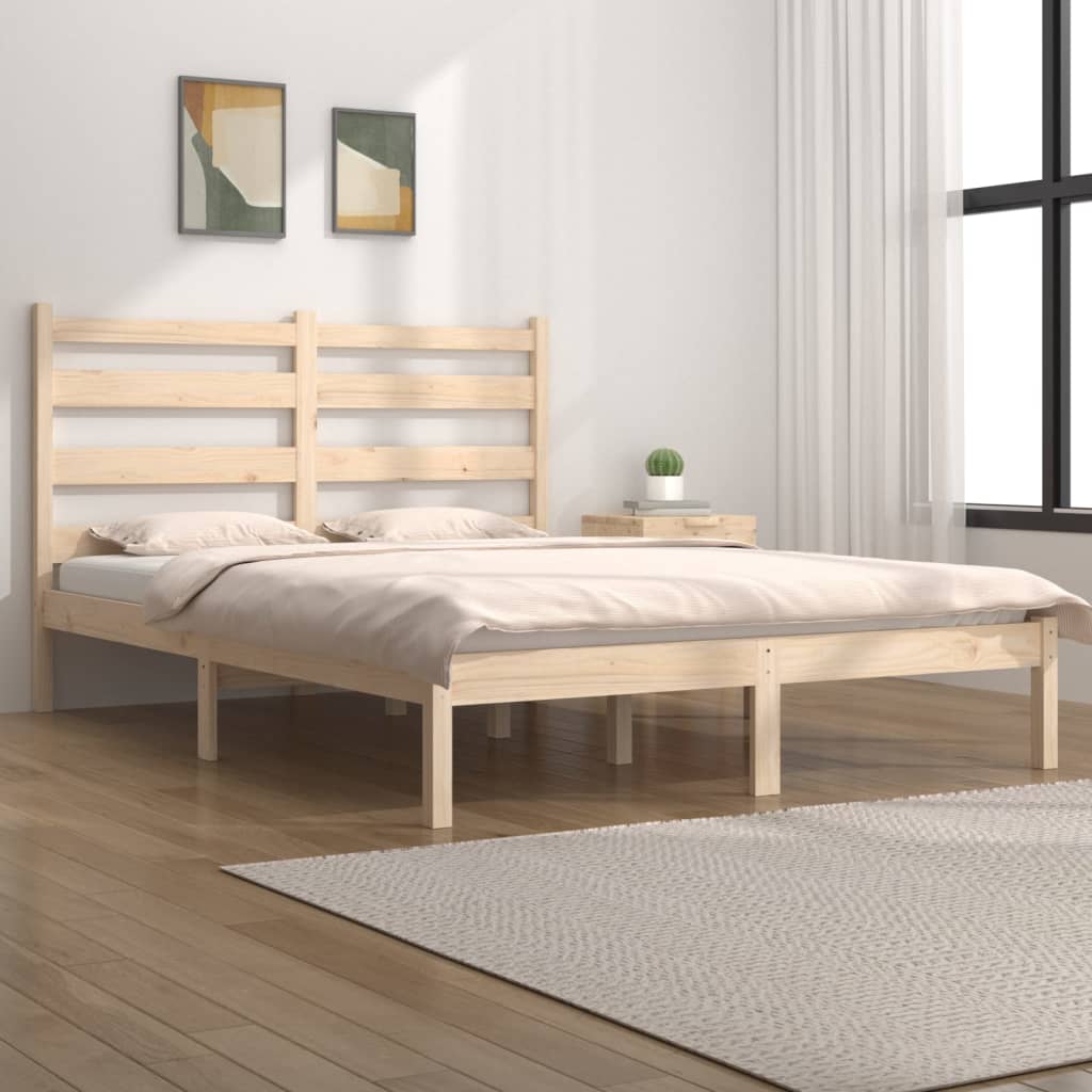 vidaXL gultas rāmis, priedes masīvkoks, 120x190 cm, mazs, divvietīgs
