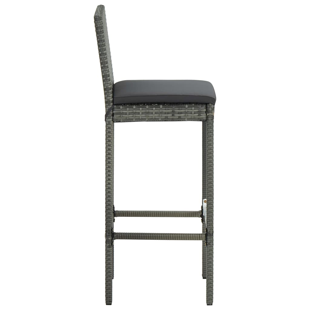 vidaXL dārza bāra krēsli ar matračiem, 2 gab., pelēka PE rotangpalma