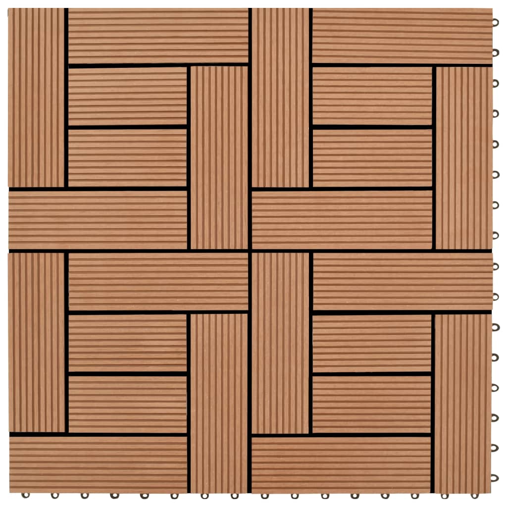 vidaXL terases flīzes, 22 gab., WPC, 30x30 cm, 2 m2, brūnas