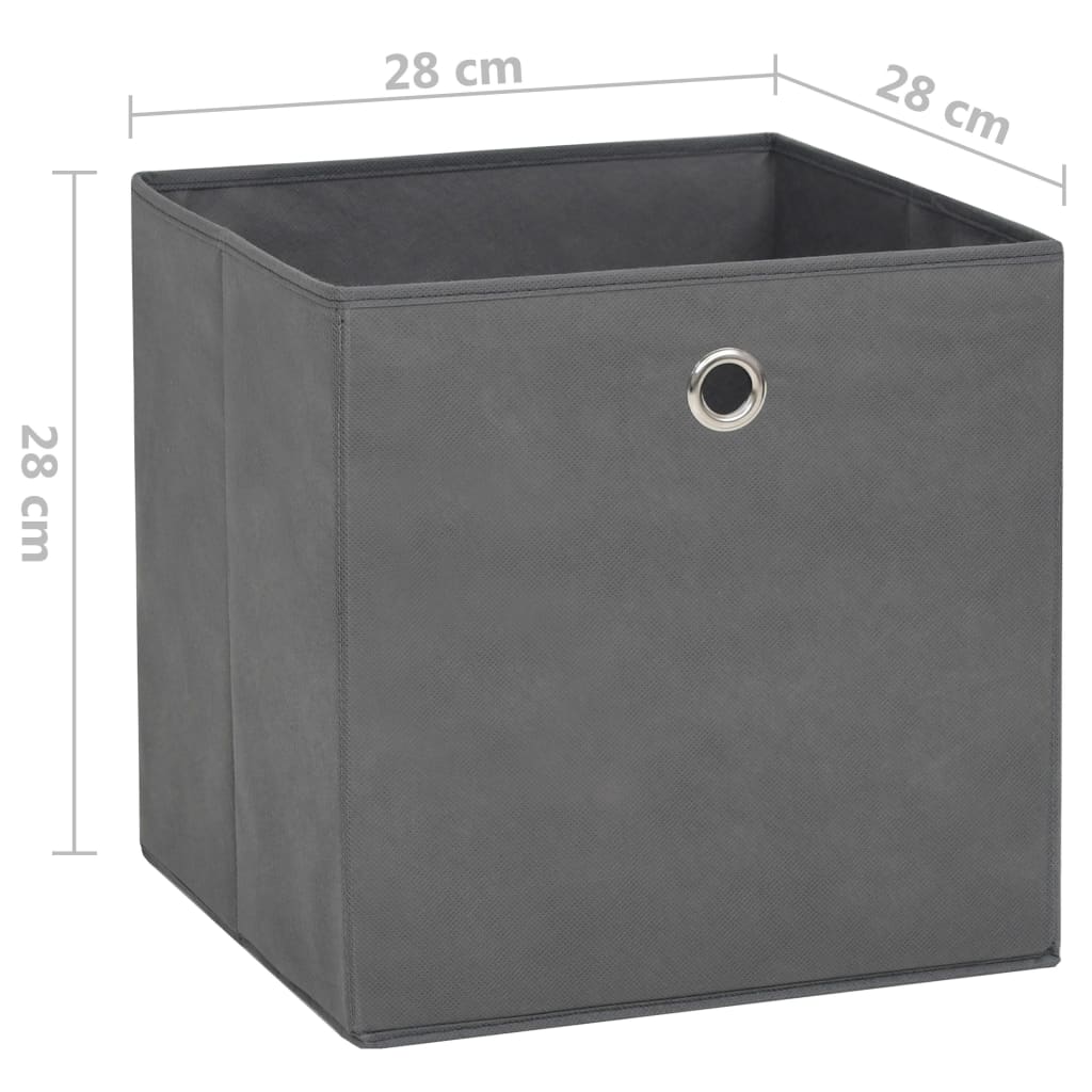 vidaXL uzglabāšanas kastes, 4 gab., 28x28x28 cm, pelēks neausts audums