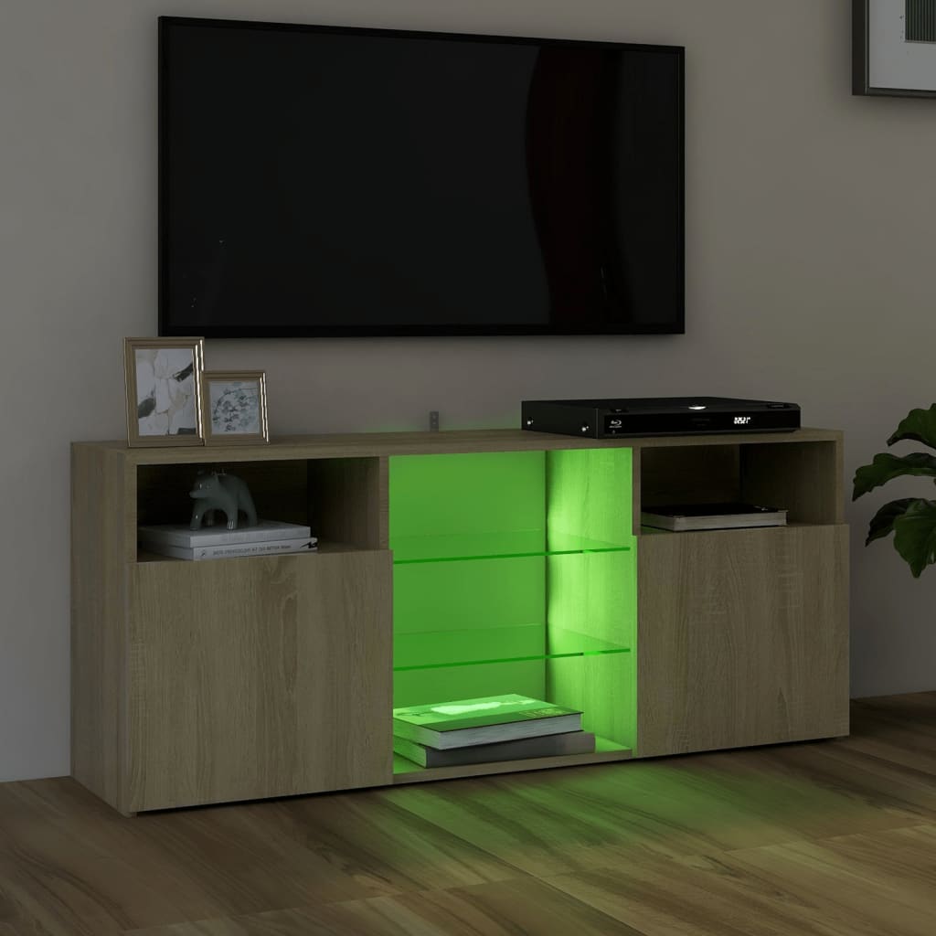 vidaXL TV galdiņš ar LED lampiņām, 120x30x50 cm, ozolkoka krāsā