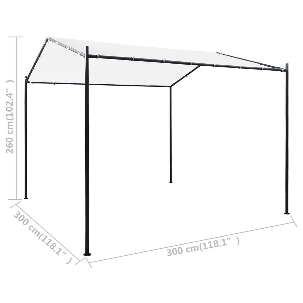vidaXL dārza nojume, 3x3x2,6 m, balta, 180 g/m²