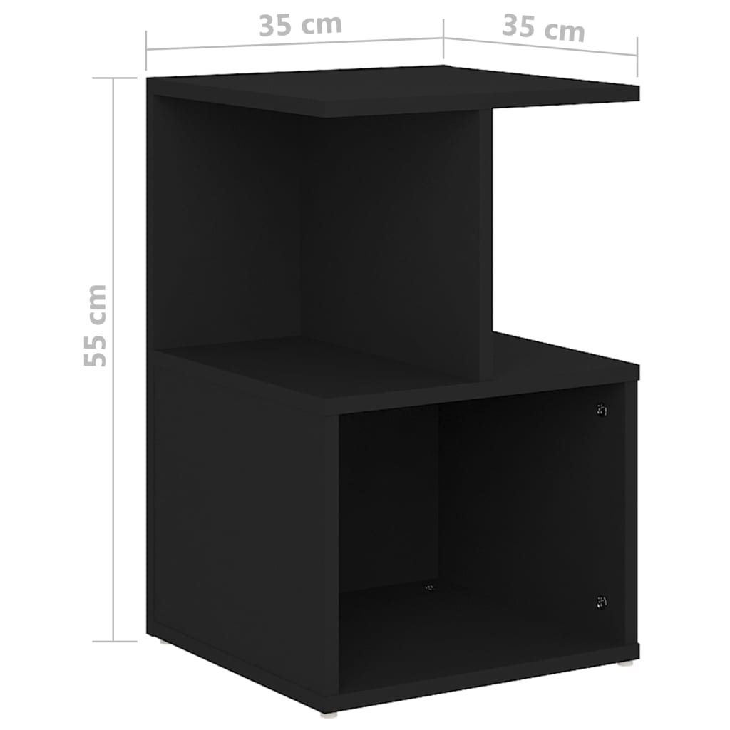 vidaXL naktsskapītis, melns, 35x35x55 cm, skaidu plāksne