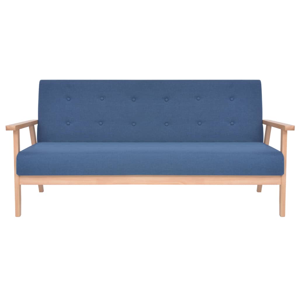 vidaXL dīvānu komplekts, 3 gab., zils audums