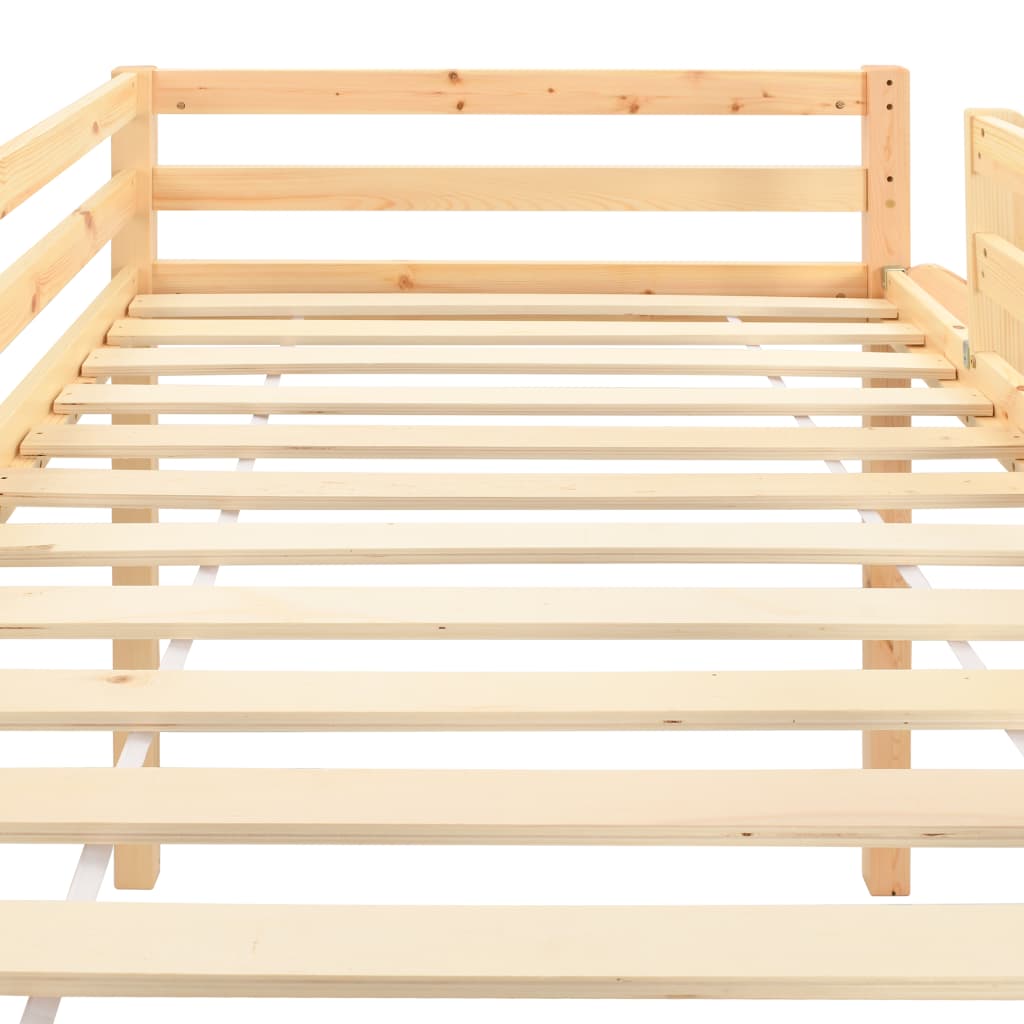 vidaXL bērnu gulta ar slidkalniņu un trepēm, priedes koks, 97x208 cm