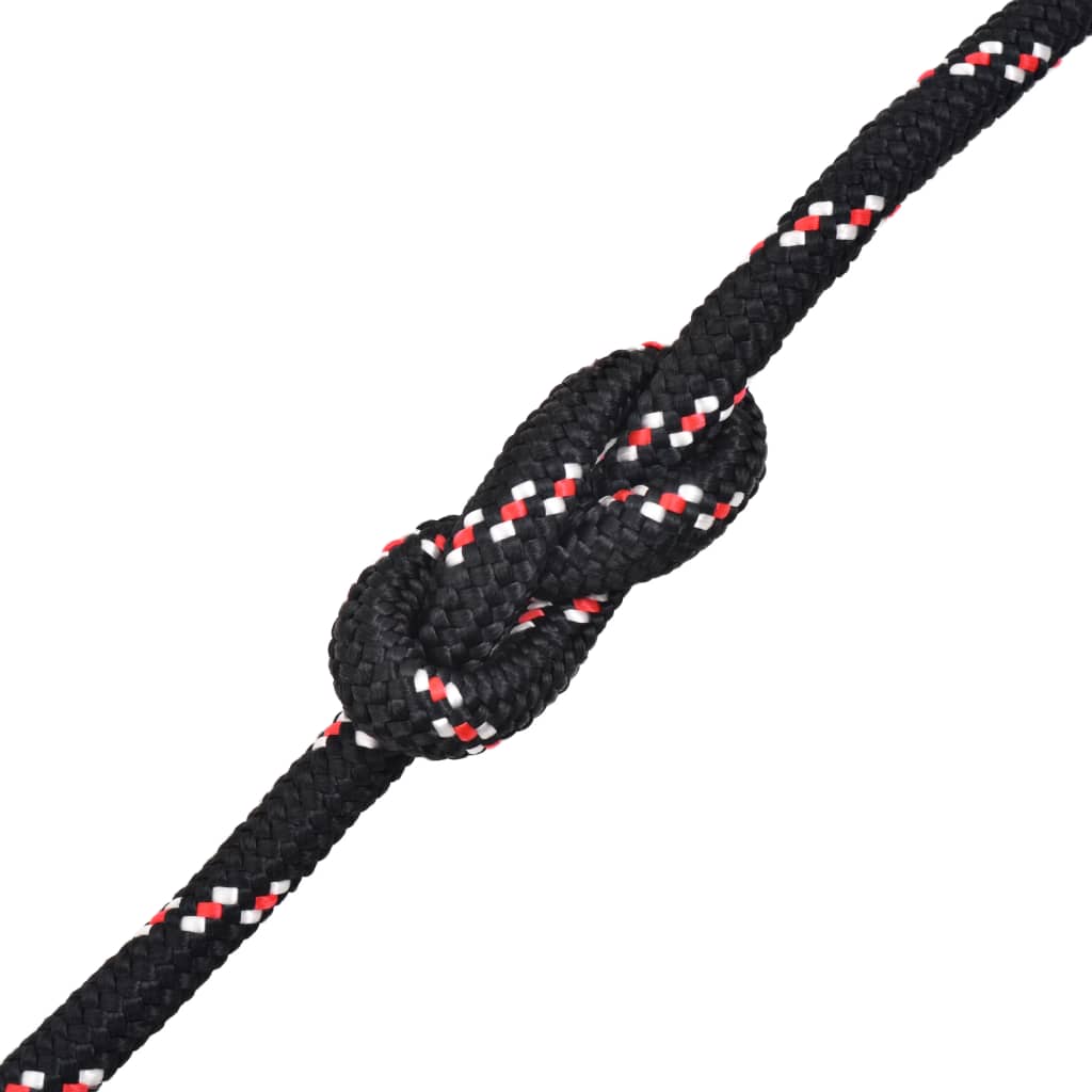 vidaXL pietauvošanās virve, polipropilēns, 6 mm, 500 m, melna