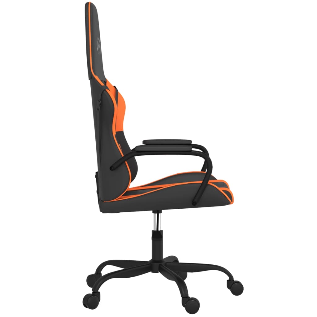 vidaXL masāžas datorspēļu krēsls, melna un oranža mākslīgā āda