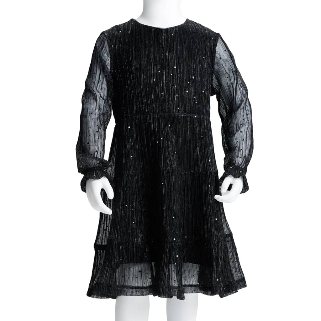 Bērnu kleita ar garām piedurknēm, melna, 104