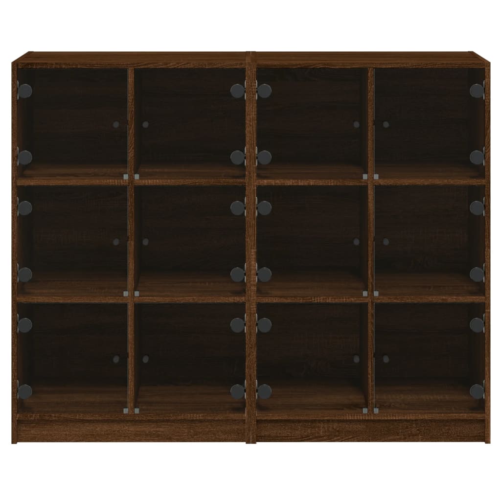 vidaXL grāmatu plaukts ar durvīm, brūna ozola, 136x37x109 cm, koks