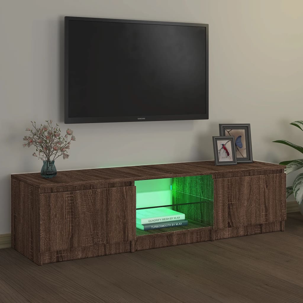 vidaXL TV skapītis ar LED apgaismojumu, ozolkoka krāsa, 140x40x35,5 cm