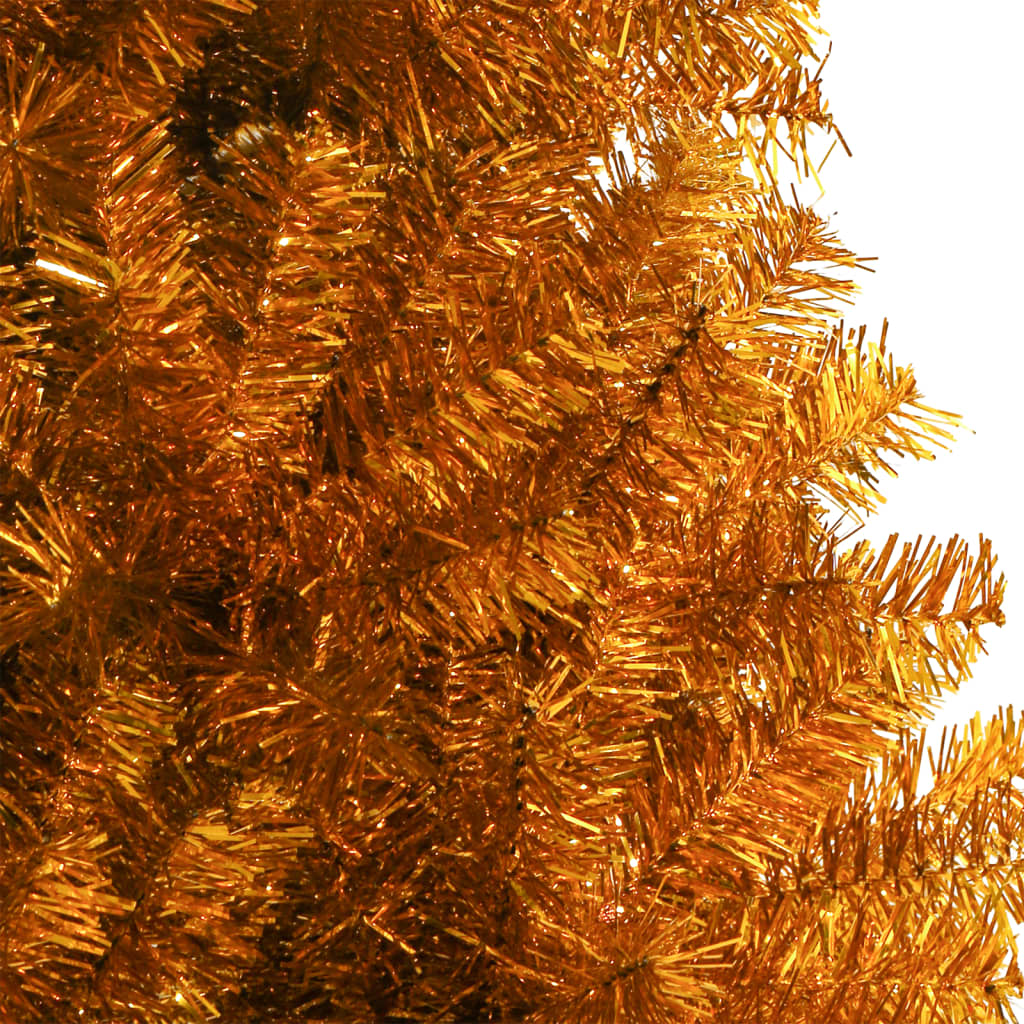 vidaXL mākslīgā Ziemassvētku egle ar statīvu, 150 cm, zeltaina, PET