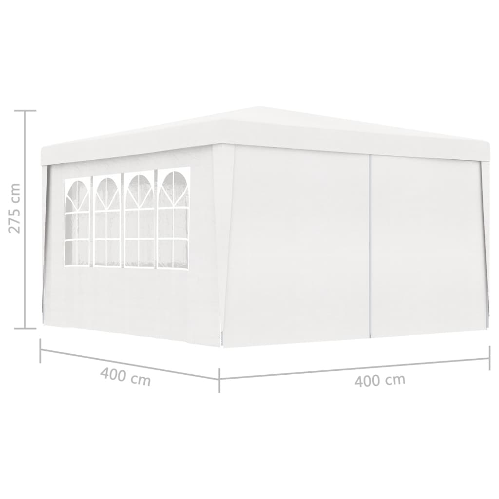 vidaXL dārza nojume ar sānu sienām, profesionāla, 4x4 m, balta, 90 g/m²