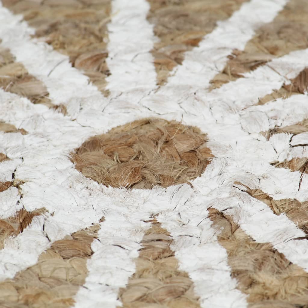 vidaXL paklājs ar baltu apdruku, džuta, 90 cm, roku darbs