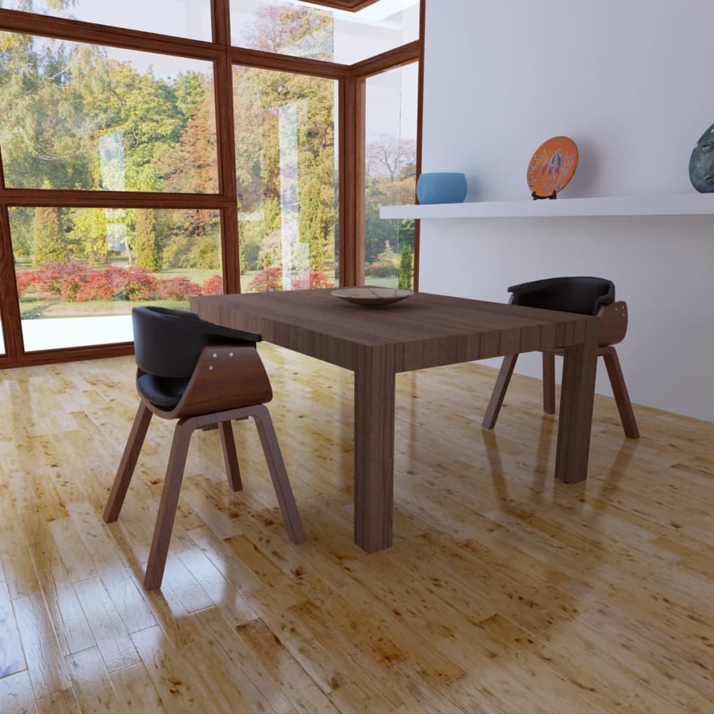 vidaXL virtuves krēsli, 2 gab., izliekts koks un mākslīgā āda
