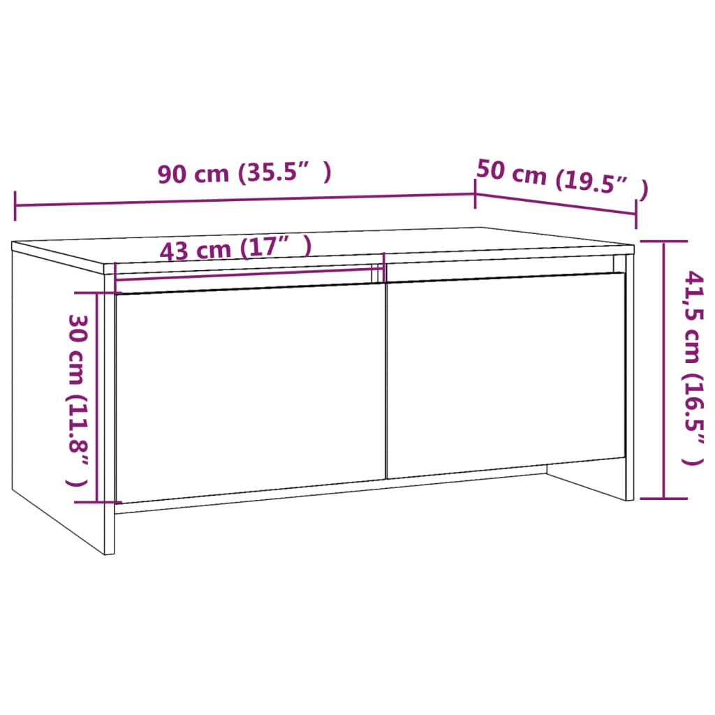 vidaXL kafijas galdiņš, betona pelēks, 90x50x41,5 cm, skaidu plāksne