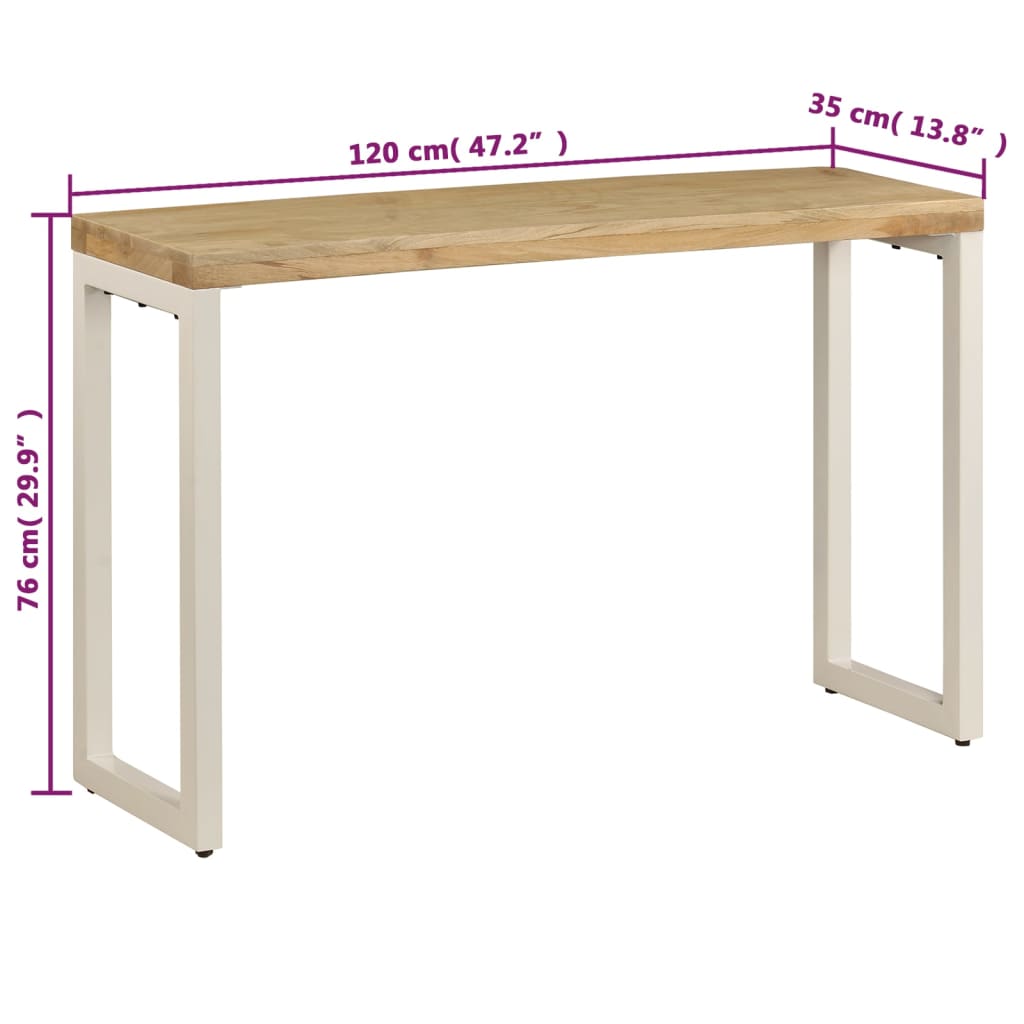 vidaXL konsoles galdiņš, 120x35x76 cm, mango masīvkoks un tērauds
