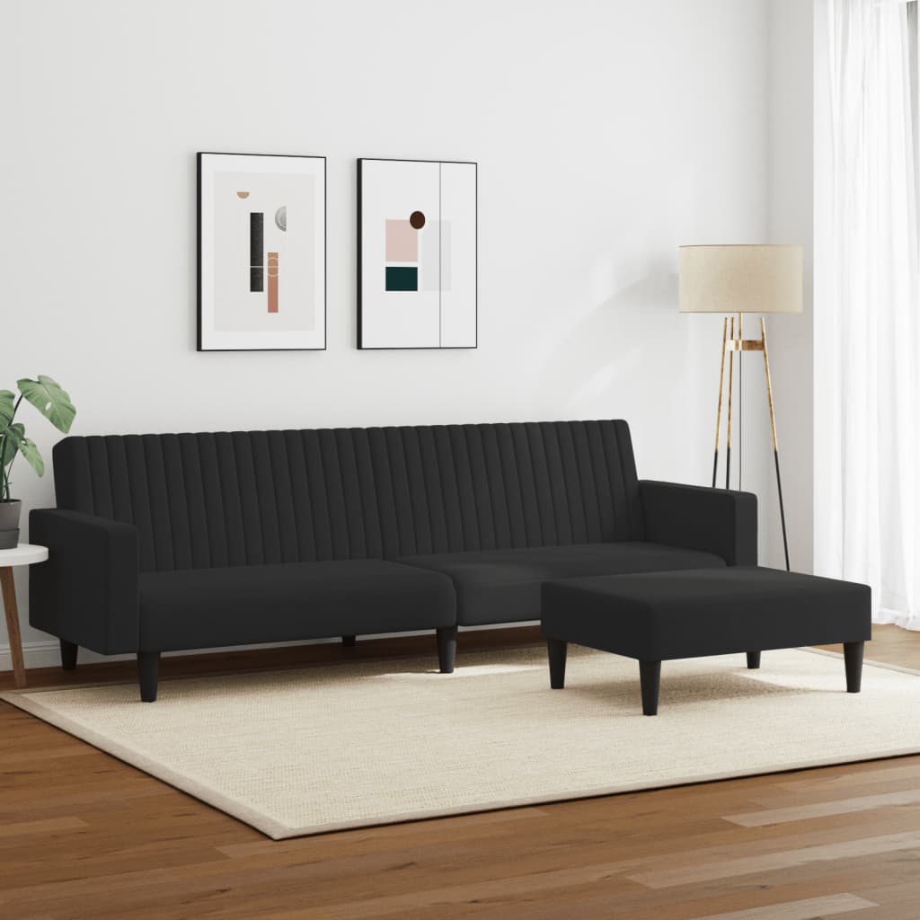 vidaXL divdaļīgs dīvānu komplekts, melns samts