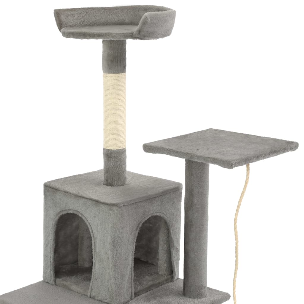 vidaXL kaķu māja ar sizala stabiem nagu asināšanai, 120 cm, pelēka