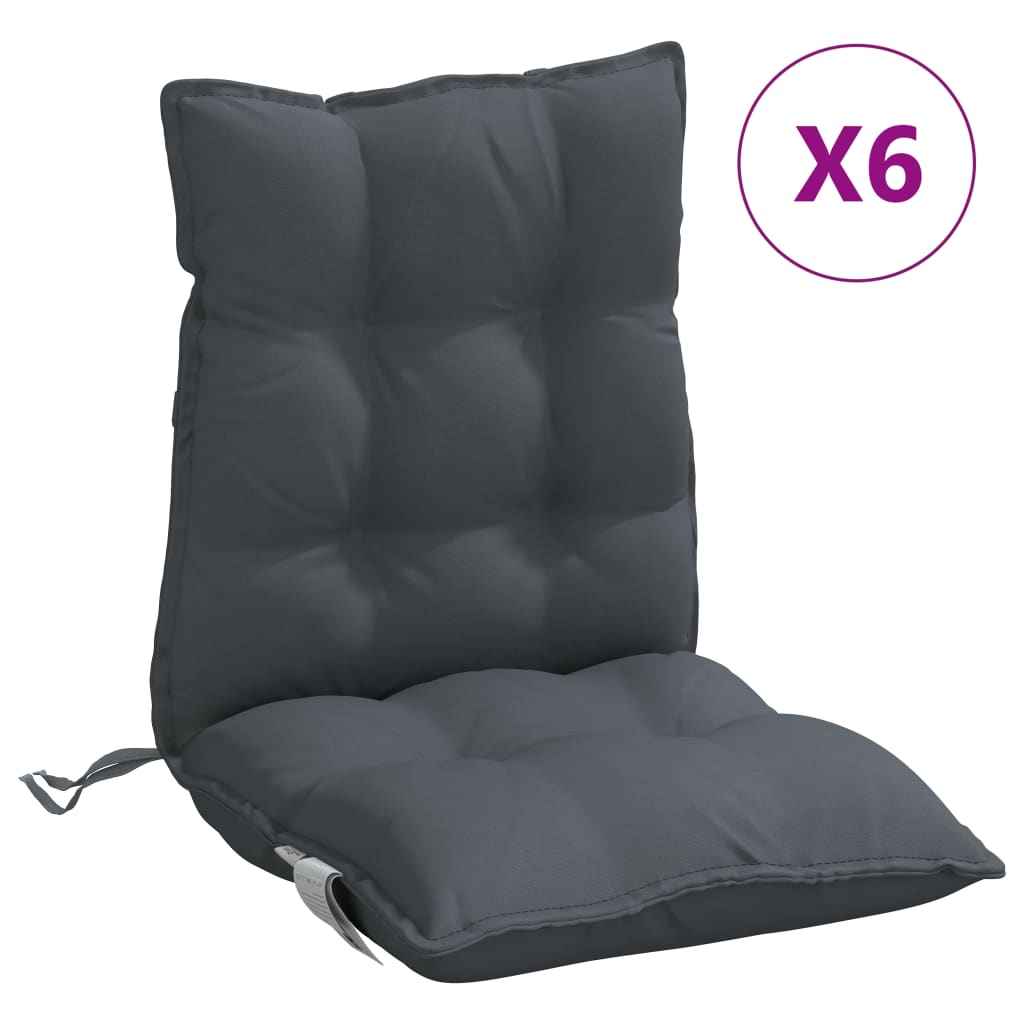 vidaXL dārza krēslu matrači, 6 gab., antracītpelēks oksforda audums