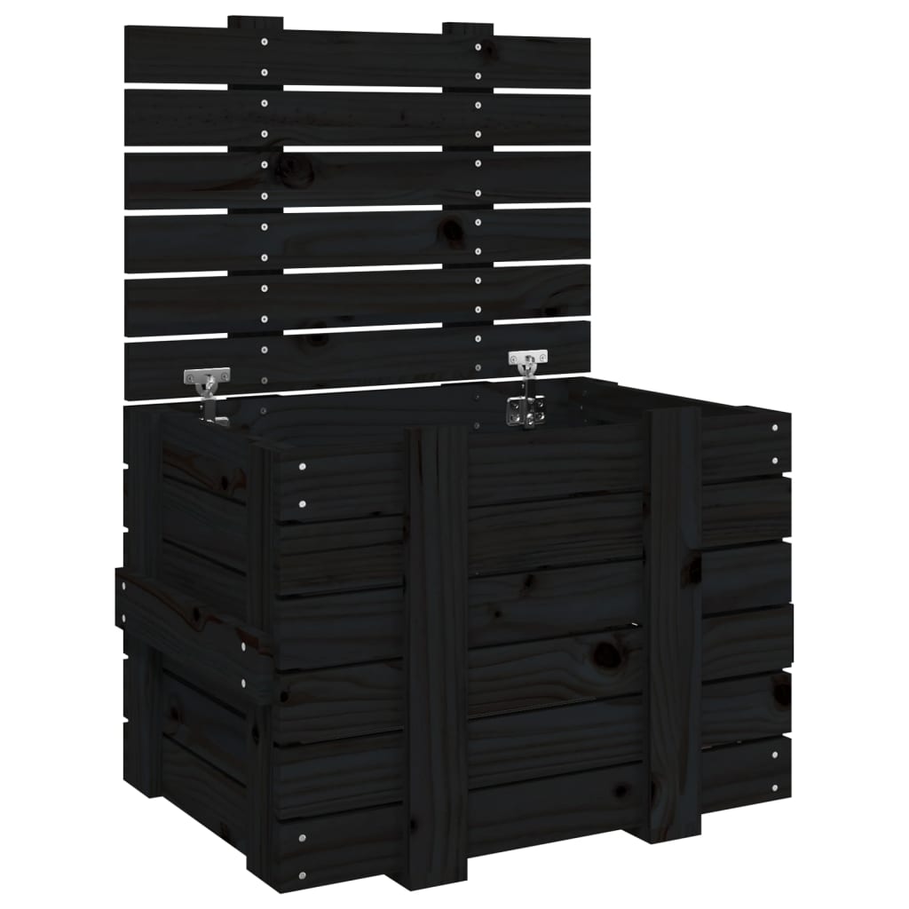 vidaXL uzglabāšanas kaste, melna, 58x40,5x42 cm, priedes masīvkoks