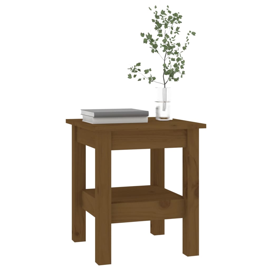 vidaXL kafijas galdiņš, medus brūns, 35x35x40 cm, priedes masīvkoks