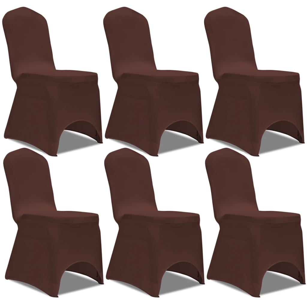 vidaXL elastīgi krēslu pārvalki, 6 gab., brūni