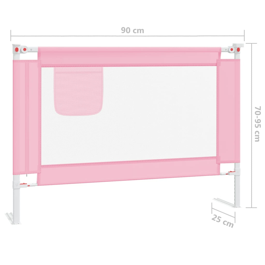 vidaXL bērnu gultas aizsargbarjera, rozā, 90x25 cm, audums