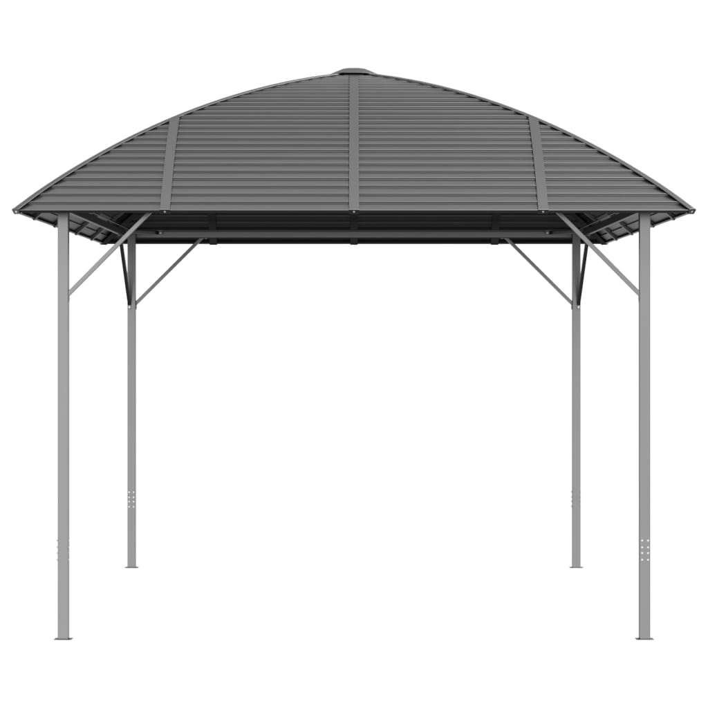 vidaXL dārza nojume ar arkveida jumtu, 3x4 m, antracītpelēka