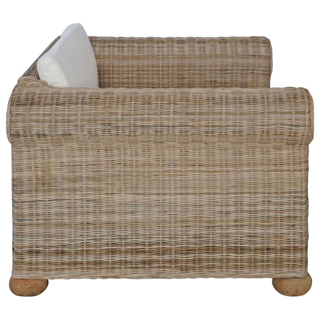 vidaXL trīsdaļīgs dīvānu komplekts ar matračiem, dabīga rotangpalma