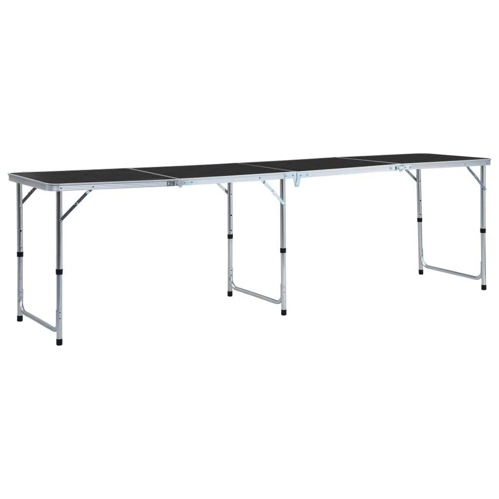 vidaXL saliekams kempinga galds, 240x60 cm, pelēks, alumīnijs