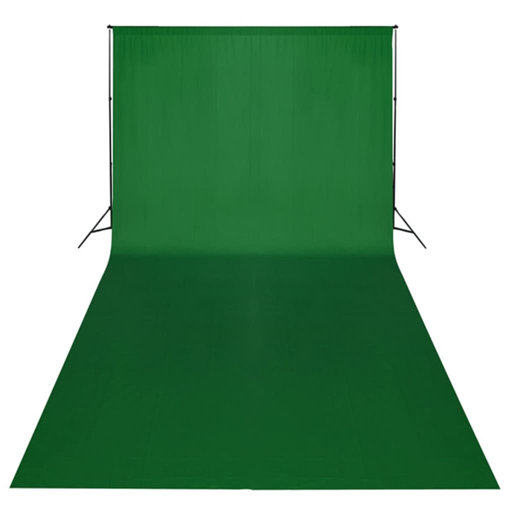 vidaXL fotostudijas komplekts, gaismas, zaļš fons, 600x300 cm