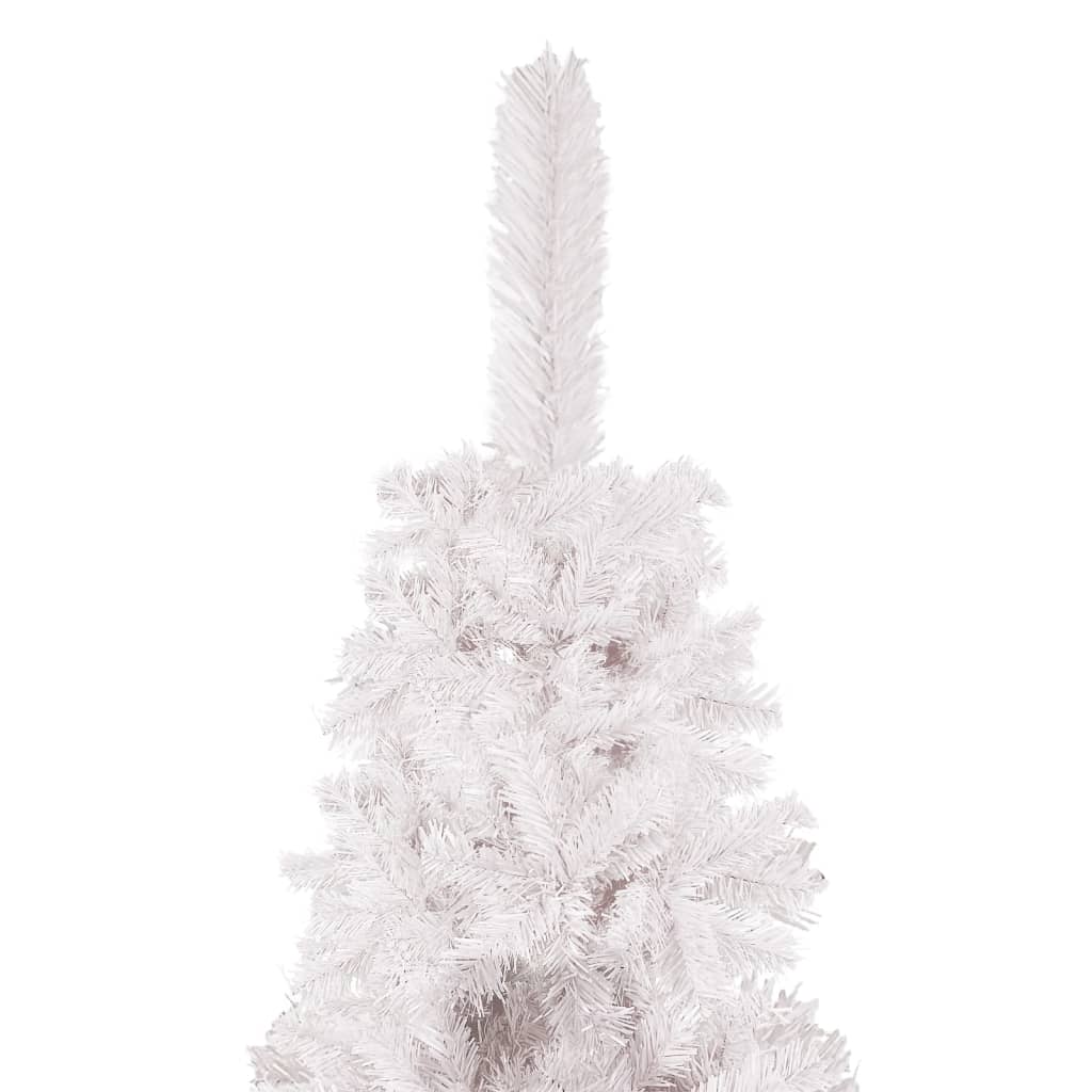 vidaXL izgaismota Ziemassvētku egle ar rotājumiem, balta, 120 cm, PVC