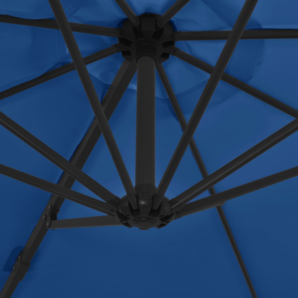 vidaXL dārza saulessargs ar tērauda kātu, 300 cm, debeszils