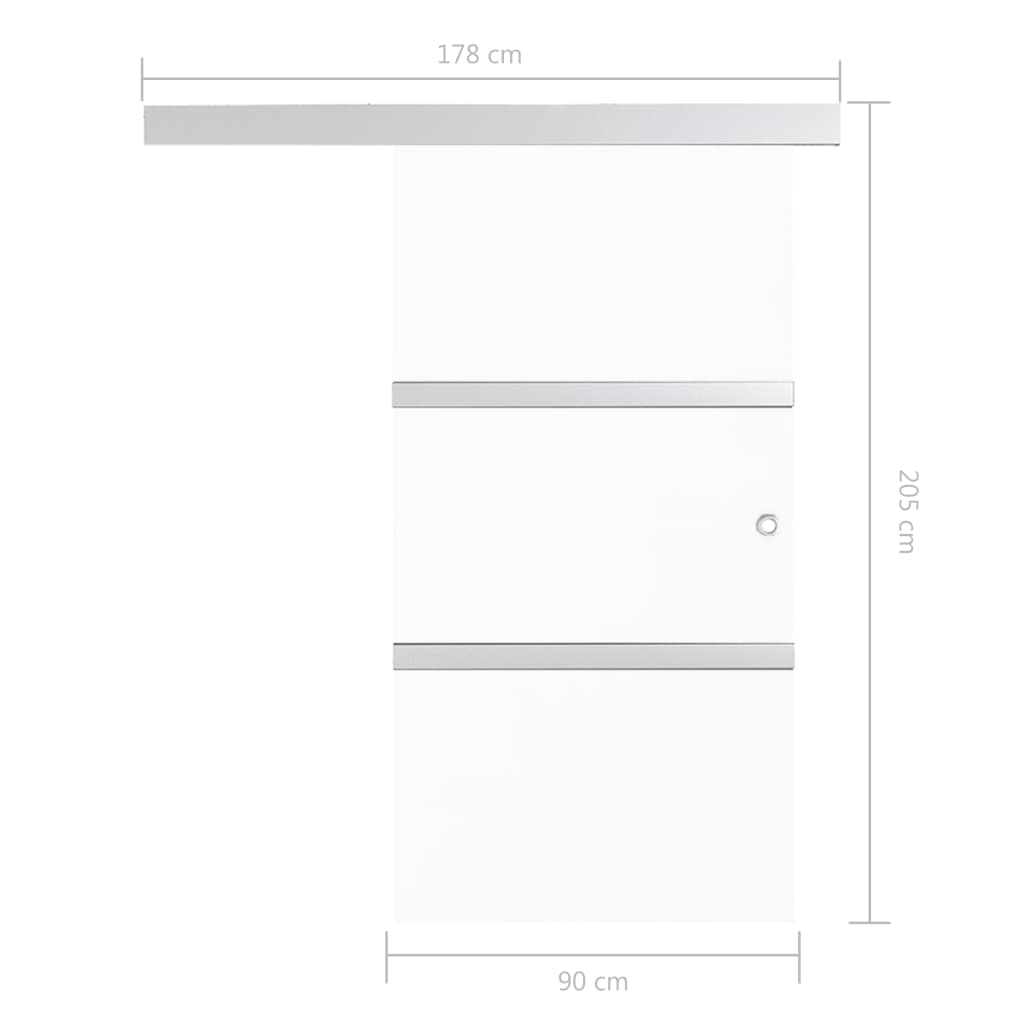 vidaXL bīdāmās durvis, ESG stikls, alumīnijs, 90x205 cm, sudraba krāsā