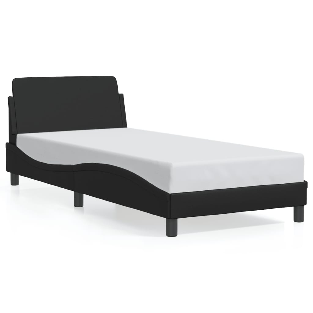 vidaXL gultas rāmis ar galvgali, melns, 80x200 cm, mākslīgā āda
