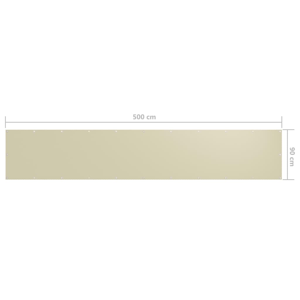 vidaXL balkona aizslietnis, 90x500 cm, krēmkrāsas audums