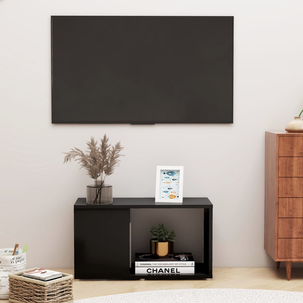 vidaXL TV skapis, melns, 60x24x32 cm, kokskaidu plāksne