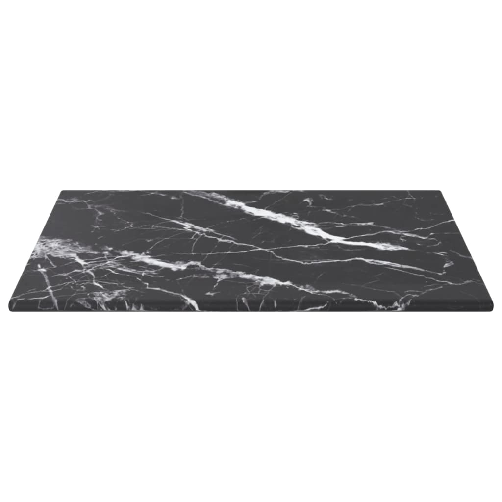 vidaXL galda virsma, melna, 30x30 cm, 6 mm, stikls ar marmora dizainu