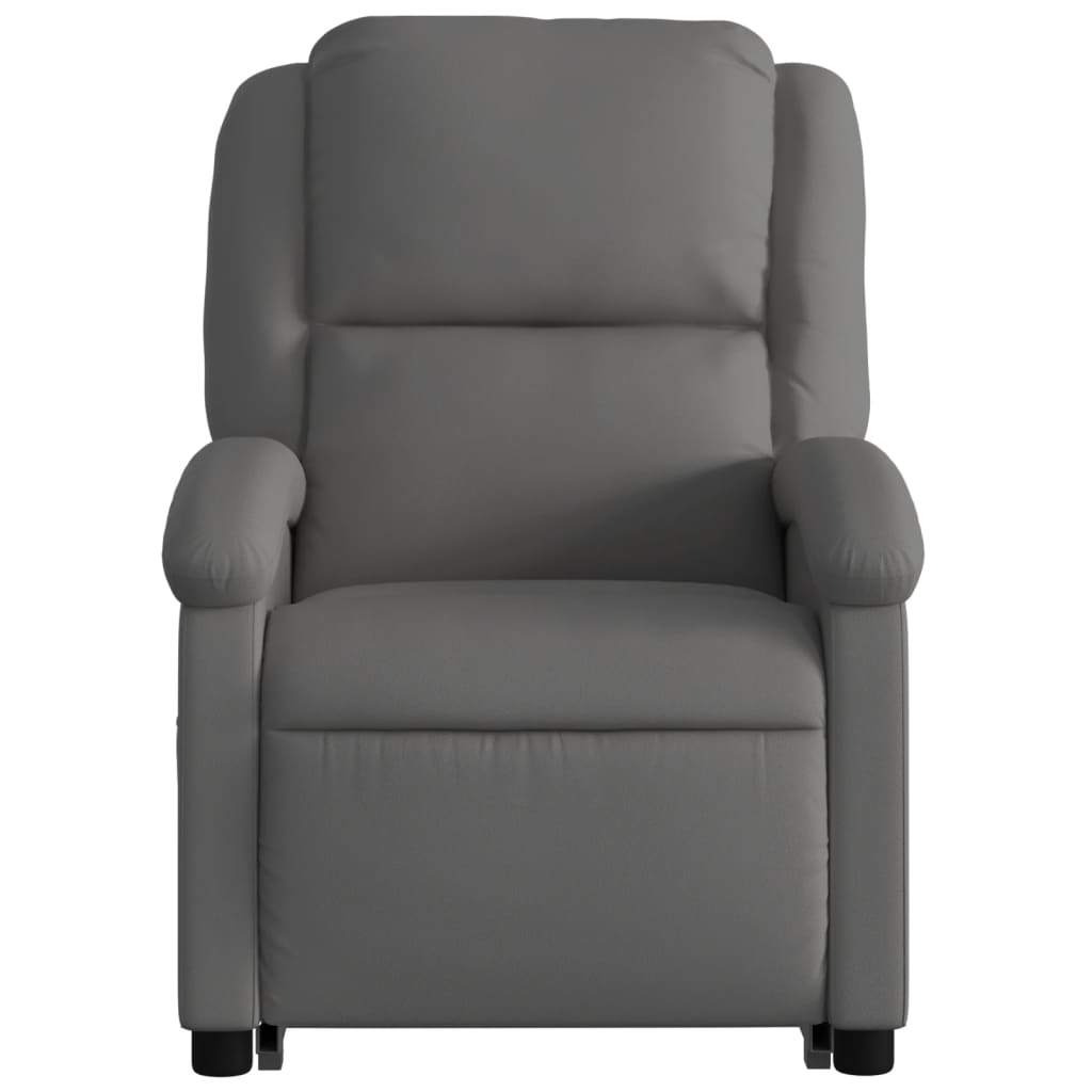 vidaXL elektrisks masāžas krēsls, paceļams/atgāžams, pelēka dabīgā āda