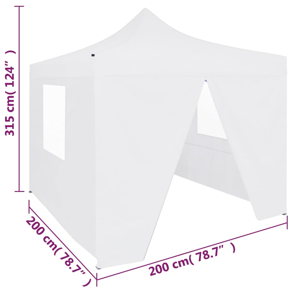 vidaXL saliekama nojume ar 4 sienām, balta, 2x2 m, tērauds