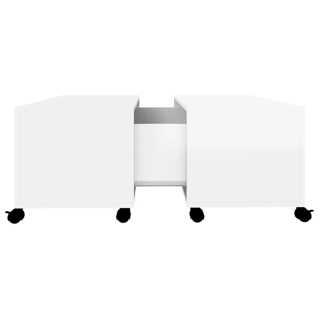 vidaXL kafijas galdiņš, spīdīgi balts, 75x75x38 cm, skaidu plāksne