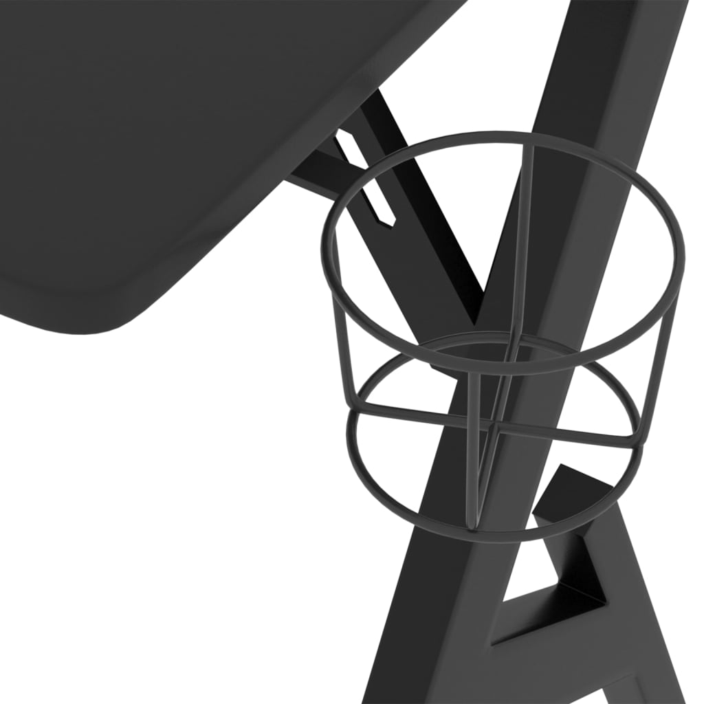 vidaXL datorspēļu galds, Y-formas kājas, melns, 90x60x75 cm