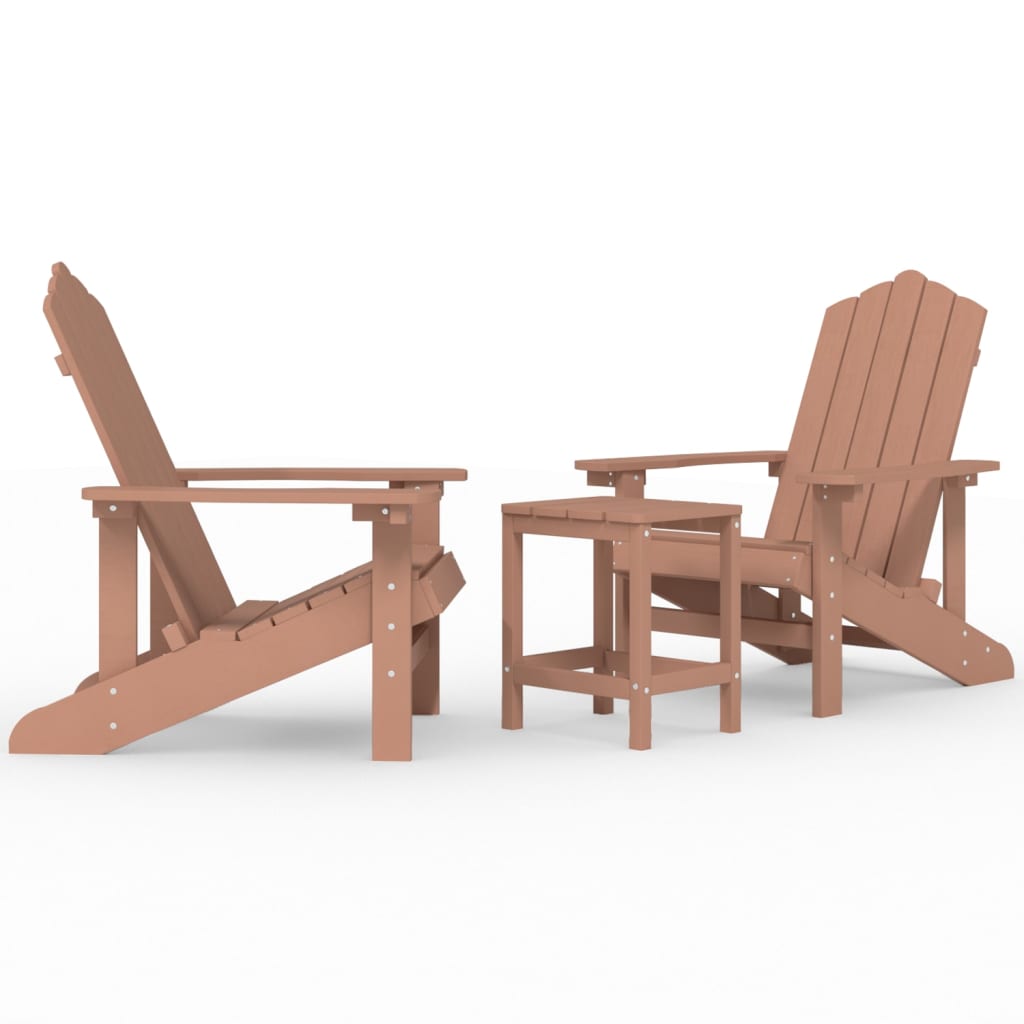 vidaXL dārza krēsli ar galdiņu, HDPE, brūni