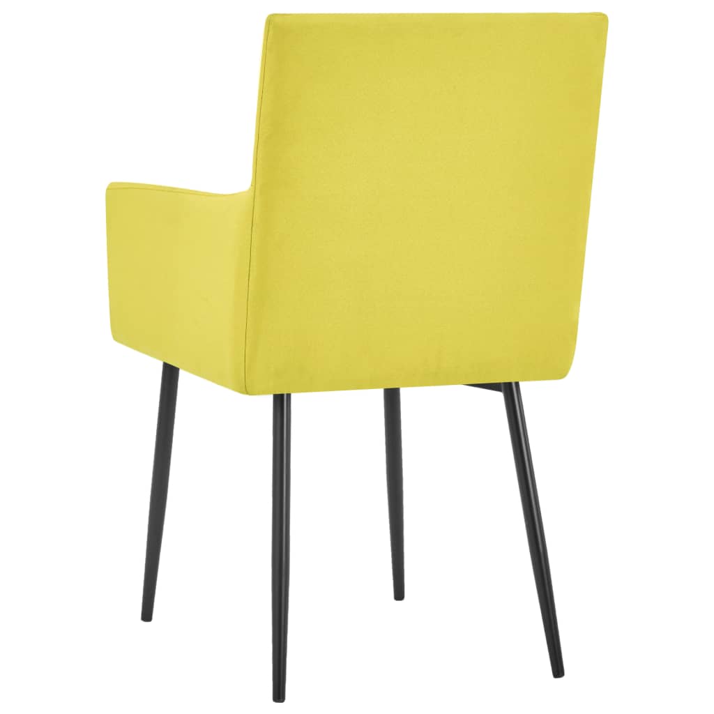 vidaXL virtuves krēsli ar roku balstiem, 6 gab., dzeltens audums