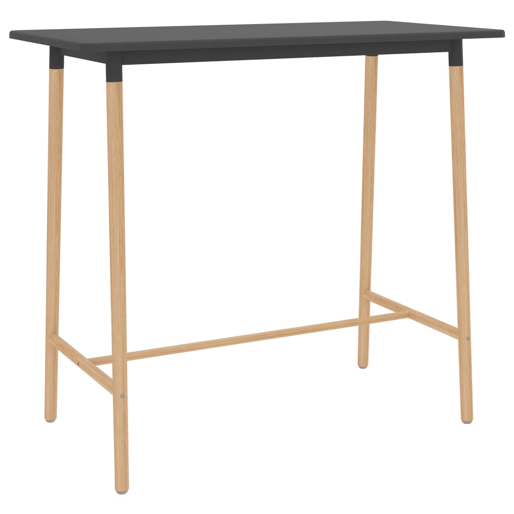 vidaXL bāra galds, pelēks, 120x60x105 cm, MDF un dižskābardis