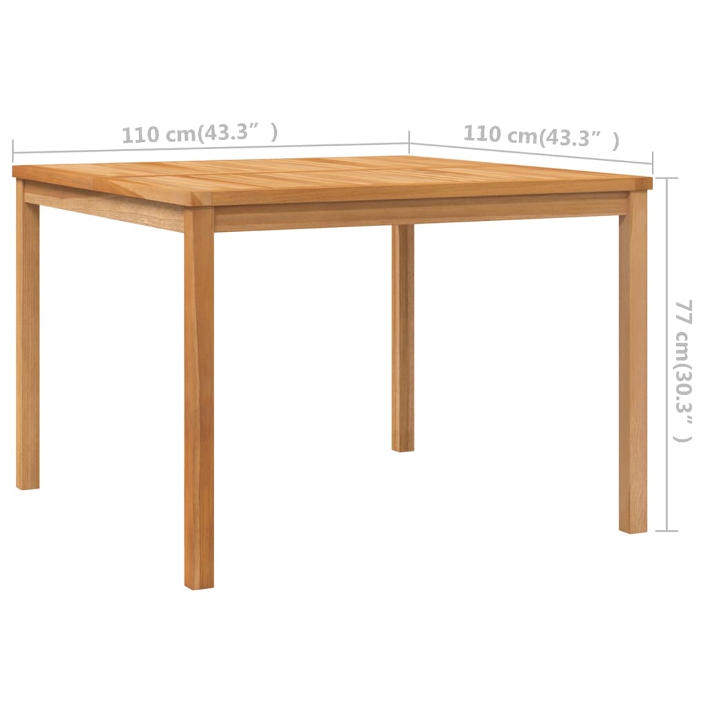 vidaXL dārza galds, 110x110x77 cm, masīvs tīkkoks