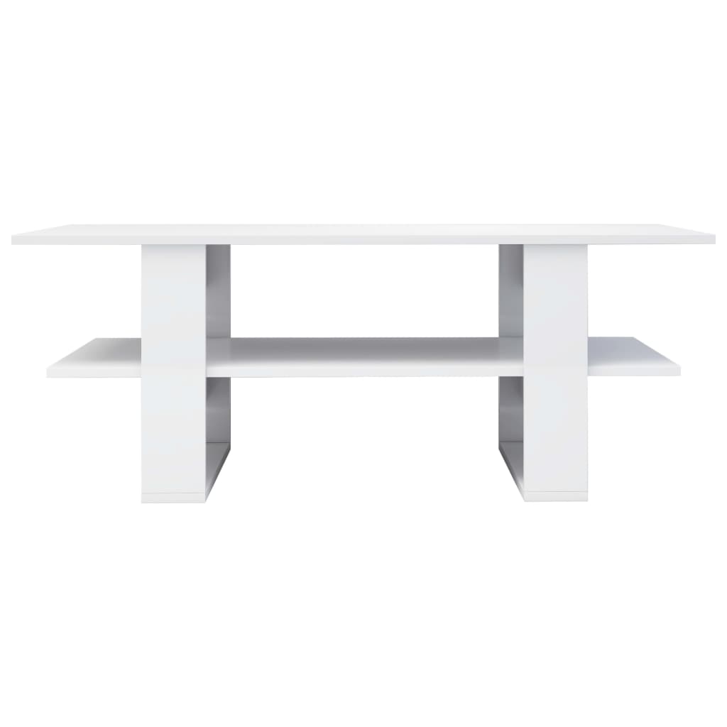 vidaXL kafijas galdiņš, 110x55x42 cm, spīdīgi balts, skaidu plāksne